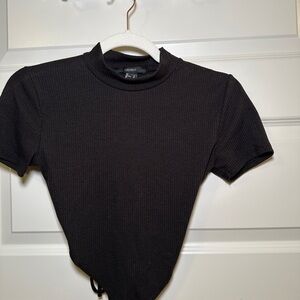 Forever 21 Black Ribbed Open Back Crop Top